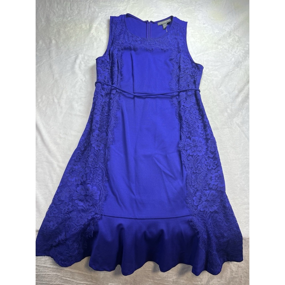 A Pea In The Pod Maternity Dress Size Lg Royal Blue A-Line Lace NWT Wedding